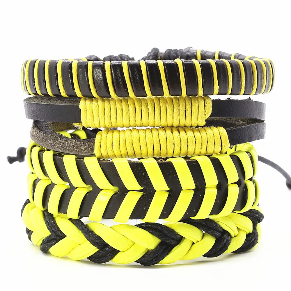 Винтажные плетеные браслеты ручной работы из натуральной кожи 4 шт./компл.|beaded