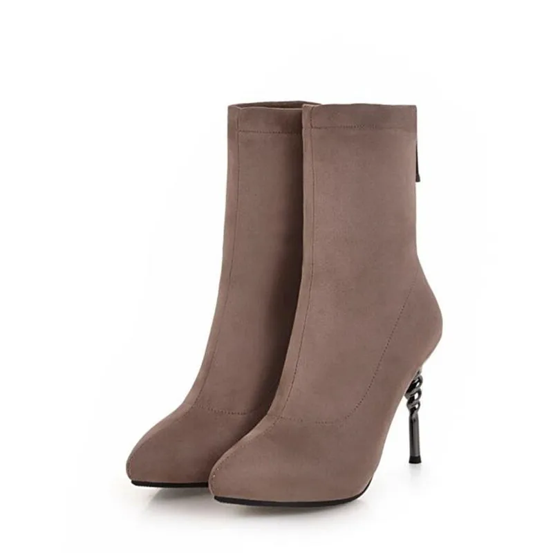 winter  New pattern fashion Europe and America Cusp black sexy Thin leg Short boots Fine heel Add wool Keep warm Women Boots