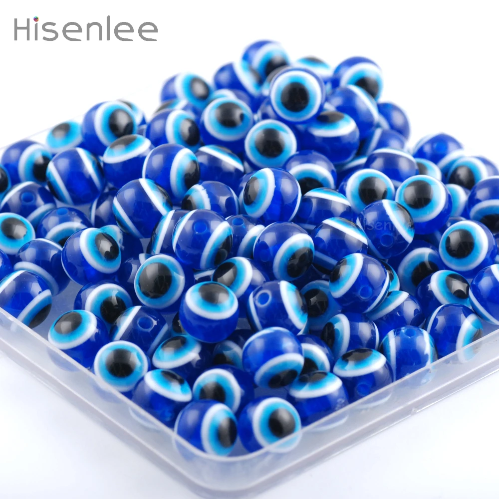 Hisenlee 300 Pcs/ Bag Blue 10mm New fashion circular evil Eye Beads Space DIY Bracelet / jewelry Making | Украшения и аксессуары