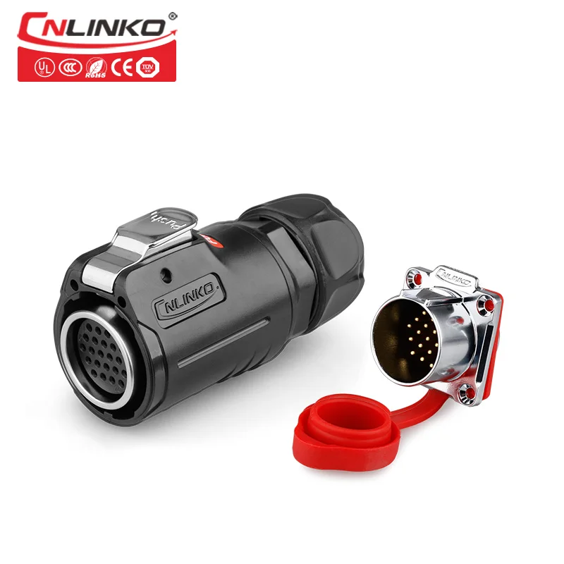 Cnlinko M24 Multicore 5A AC DC панель питания адаптер 24 Pin IP67 мужской и женский Электрический сигнальный кабель разъем с пылезащитной крышкой LED light automotive audio car jack connector - Цвет: plug socket
