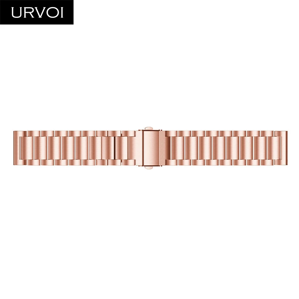 Rose gold URVOI 3 rows band for Galaxy Watch Active strap stainless steel Fold over clasp quick release durable wrist 4 colors 42 46mm - Цвет ремешка: Rose gold
