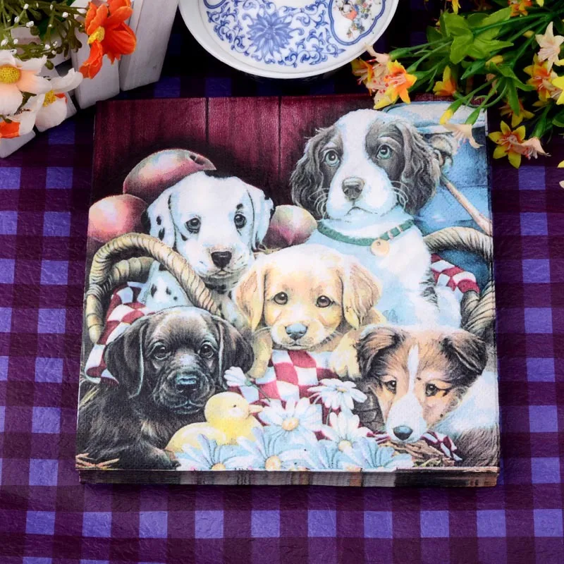 20 штук щенка собаки кота совы мягкое гигиеничное салфетка для декупажа бумага 100%