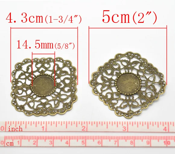 Фурнитура для украшений из металлического сплава квадратная античной бронзы с