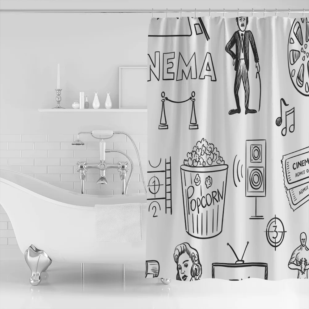 OURHouse мультфильм анимационный узор ткань для занавесок душа лайнер ванной