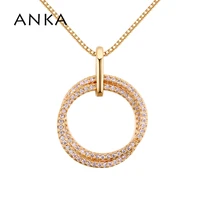 anka luxury women round cz necklace charm luminous cubic zirconia pendants necklaces vintage jewelry 130407