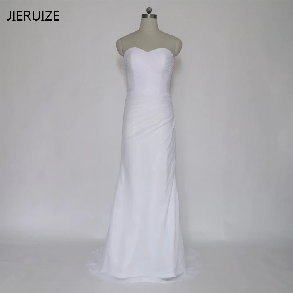 

JIERUIZE robe de marriage White Chiffon Sweetheart Mermaid Beach Wedding Dresses Simple Backless Wedding Gowns abiti da sposa