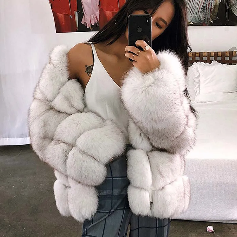 Женская Шуба из искусственного лисьего меха размера плюс XXXL,, зимняя модная верхняя одежда, утолщенная теплая шуба из искусственного меха, пальто для женщин