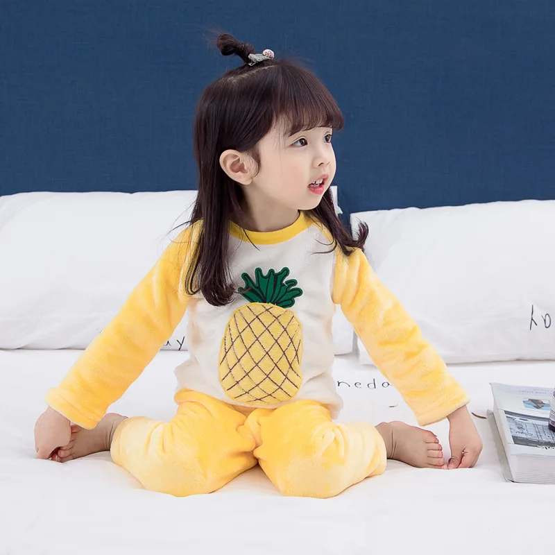 Зимняя одежда для сна с героями мультфильмов мальчиков и девочек Детские теплые