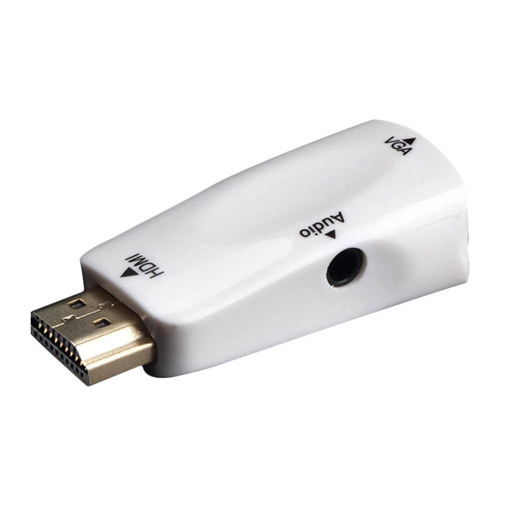 White Горячая AMS-1080P HDMI Мужской к VGA Женский адаптер видео конвертер 3,5 мм аудио выход кабель - Цвет: White