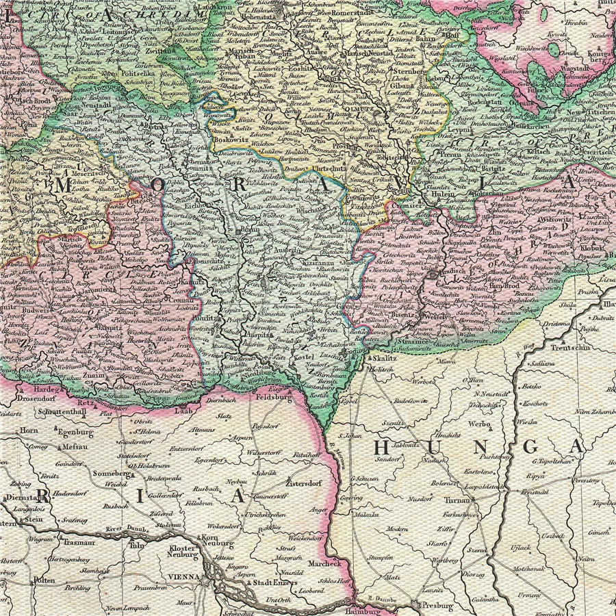 1801 Cary карта Богемия и моравиа Геометрическая живопись холст печать постер