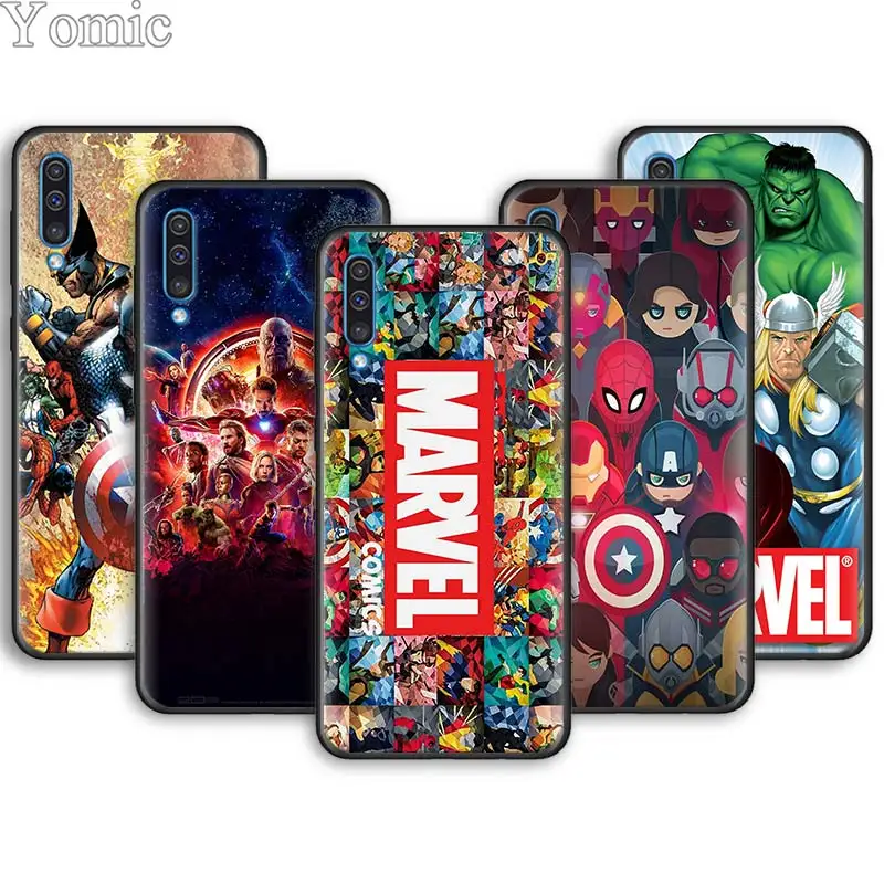 С принтами "Marvel", "Мстители", "Герои мягкий чехол для мобильного телефона чехол s для samsung Galaxy A6 A7 A8 плюс A9 A10 A20 A30 A40 A50 A70 M30 M20 черный чехол ков