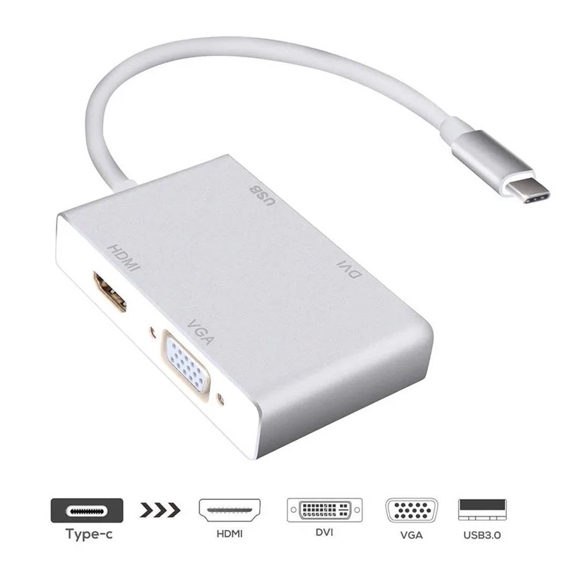 Новинка 4 в 1 адаптер USB 3 типа C для телефона 4K HDMI DVI VGA хаб MacBook ноутбука DOM668|Зарядные