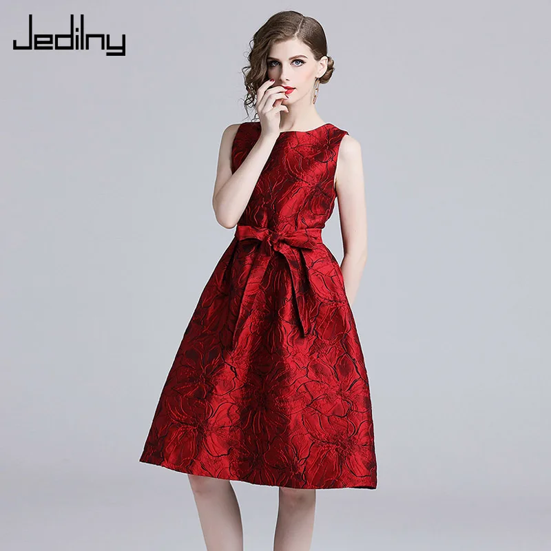 Для женщин без рукавов Винтаж красное платье 2019 летнее для девочек элегантное с