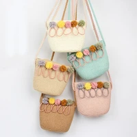 new handmade summer children girls shoulder bag flower straw bag messenger bag kids keys coin purse cute princess mini handbag