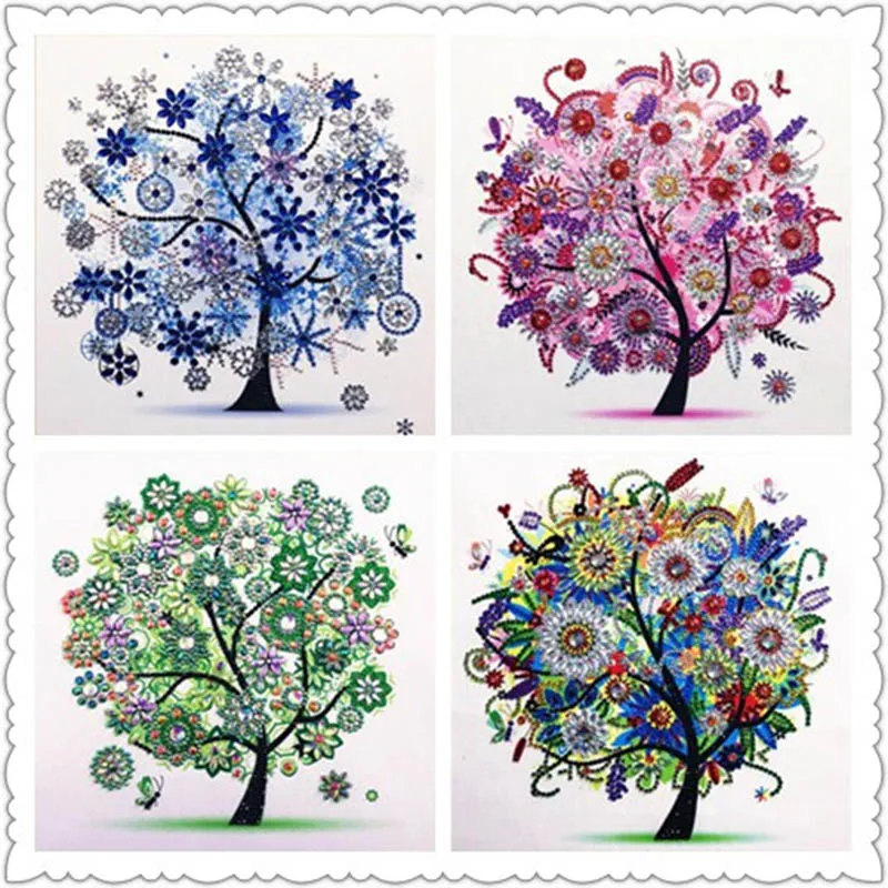 Алмазная 5D Вышивка сделай сам четыре сезона Цветочное дерево специальная форма