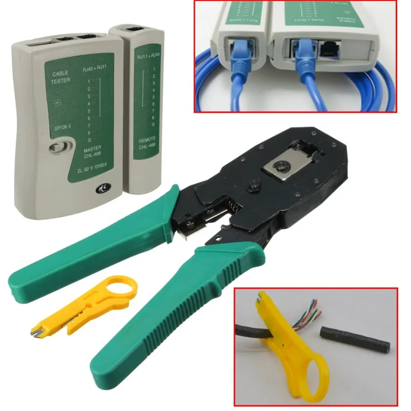 RJ45 RJ11 RJ12 CAT5 LAN Сетевой набор инструментов Кабельный тестер для связи обжимные плоскогубцы