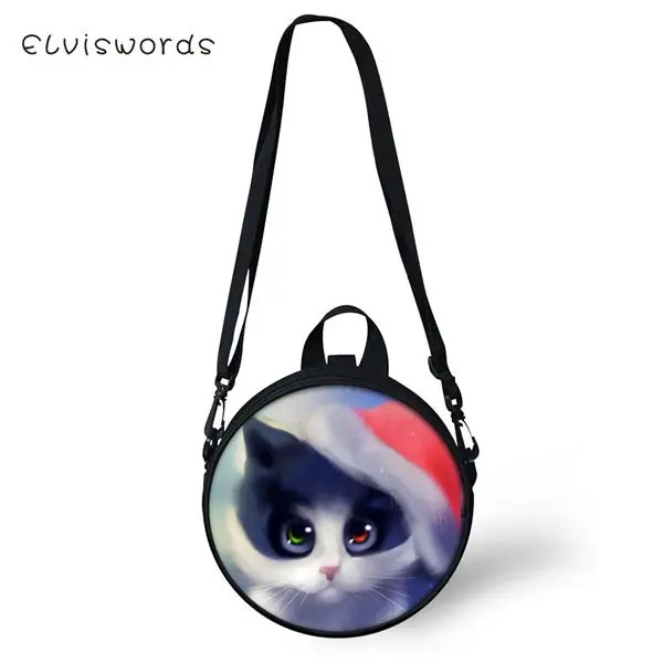 CDWX1142I ELVISWORDS Women Round Shape Crossbody Bags Dreamastic Cats Prints Cute Girls Small Purses Kawaii Pattern Women Shoulder Bags - Цвет: CDWX1142I
