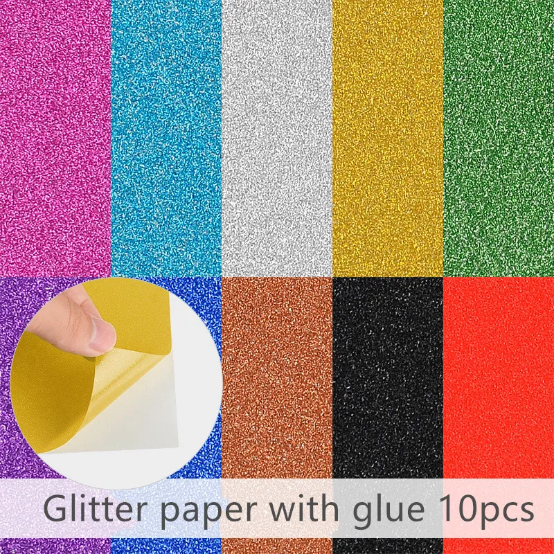 

80gsm A4 Colorful Glitter Paper with Glue DIY Cover Handmade Craft Paper Gift Packaging Decoration Paper scrapbook decor