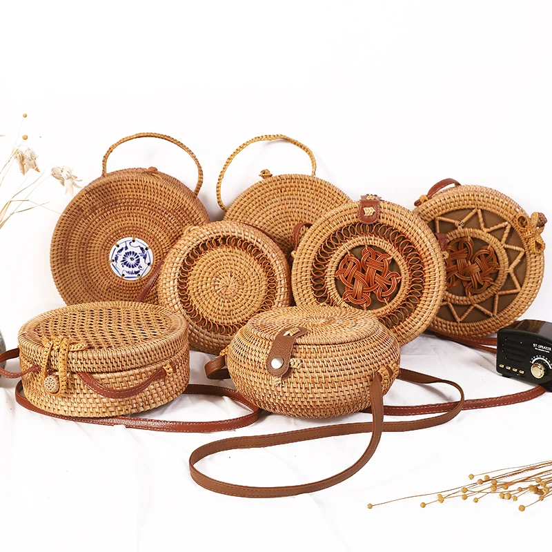 2021 INS популярная женская круглая пляжная сумка ручной работы круглые соломенные