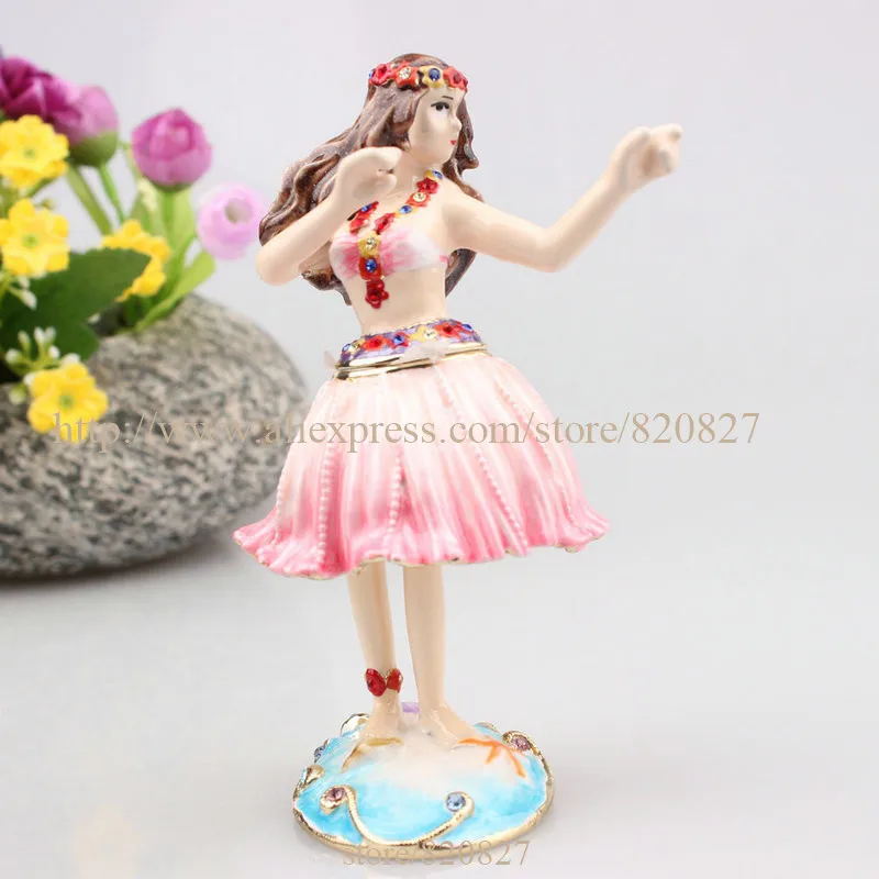 Wedding Gifts Angel Decoration Gifts Vintage Girl Dancing Jewelry Box Hula Girls Shaped Metal Signs