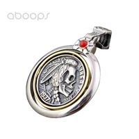 bicolor 925 sterling silver indian chief spinner pendant for men womenfree shipping