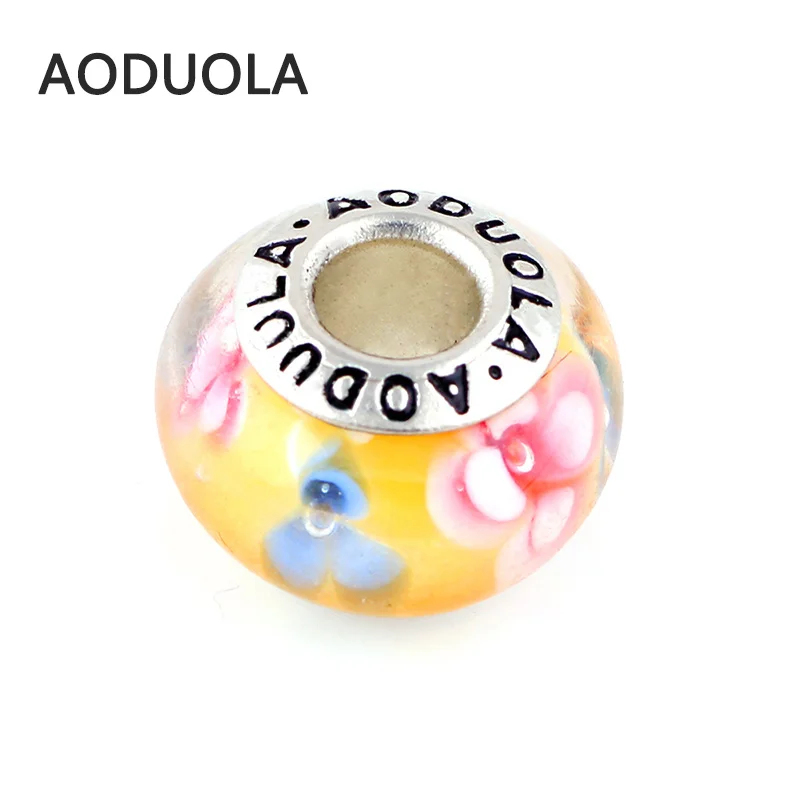 AODUOLA 3D цветок стеклянная бусина искусственная Сделай Сам Чешская Подвеска