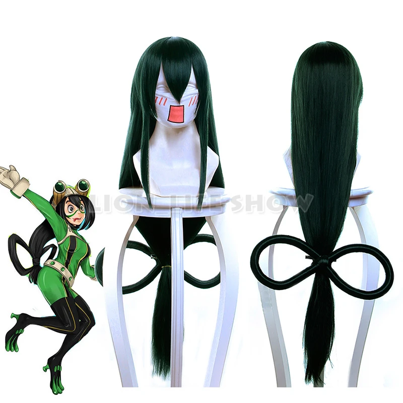 

Baku no My Hero Academia Asui Tsuyu Long Straight Bow Dark Green Cosplay Wig
