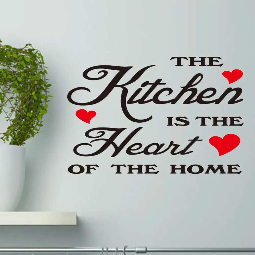 The Kitchen is Heart of Home Wall Stickers Removable DIY Letter Sticker Vinyl Decals Accessories|Наклейки на стену| |