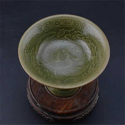 Antique Jingdezhen tea glazed phoenix pattern goblet | Дом и сад