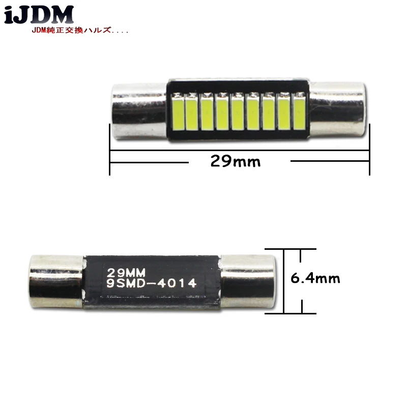 2шт Ксеноновые белые чрезвычайно яркие 9 SMD 29 мм 6614 светодиодный лампы для замены