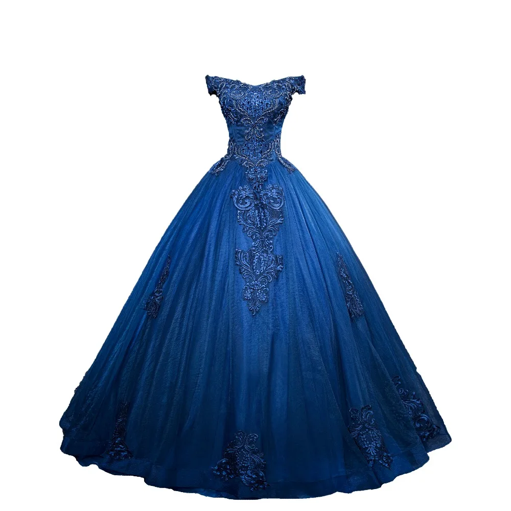 100% настоящий ярко-синий бальное платье с вышивкой бисером рококо вечернее в