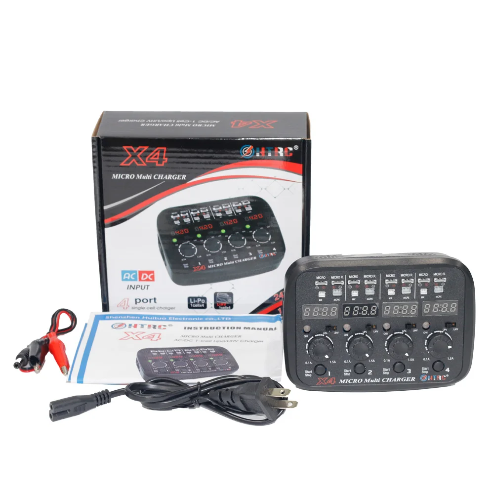 HTRC 100-240V AC DC 4x1s 24W 1.5A Quattro 1s Lipo/Lihv микро зарядное устройство для микро/микро реверса/MX/mCPX со светодиодный светильник