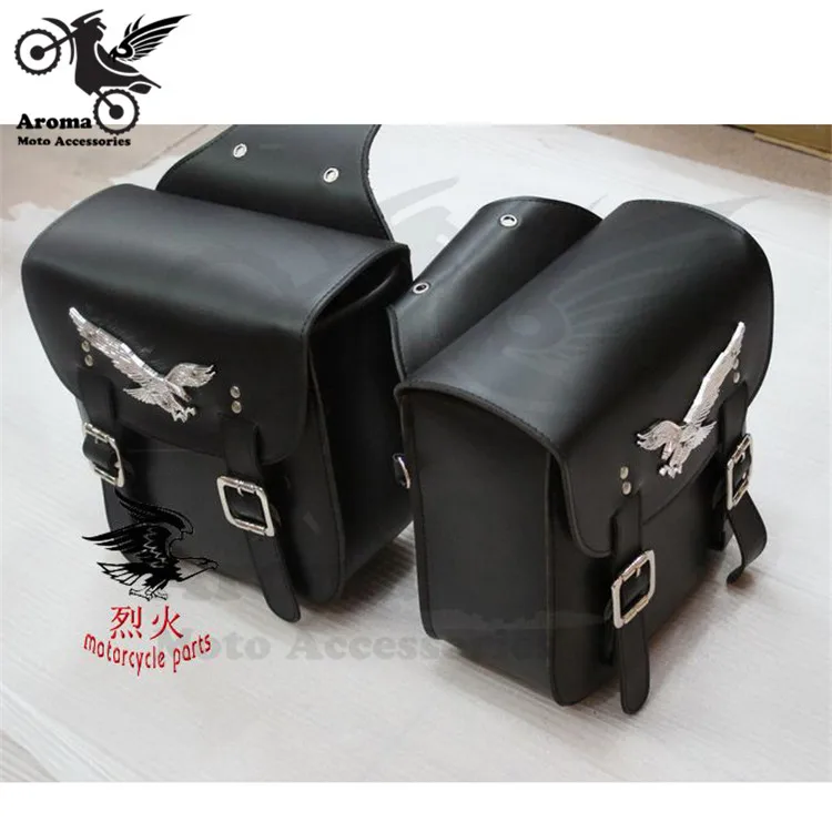 Черная кожаная боковая сумка для инструментов 2 шт. мотоциклетная багажная Harley