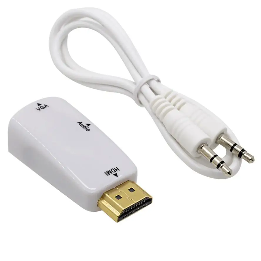 Конвертер HDMI в VGA адаптер разъема HDMI2VGA + аудиокабель для ПК компьютера ноутбука