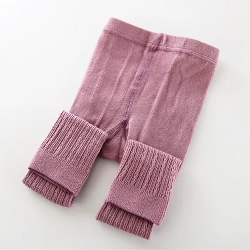 purple Леггинсы для маленьких девочек; вязаные леггинсы; брюки; милые Осенние теплые брюки для малышей; детские брюки; одежда с эластичной резинкой на талии для От 0 до 5 лет - Цвет: purple
