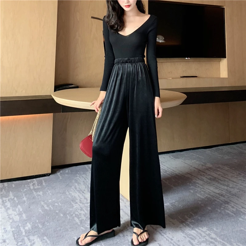 Женские свободные брюки с широкими штанинами летние яркие однотонные