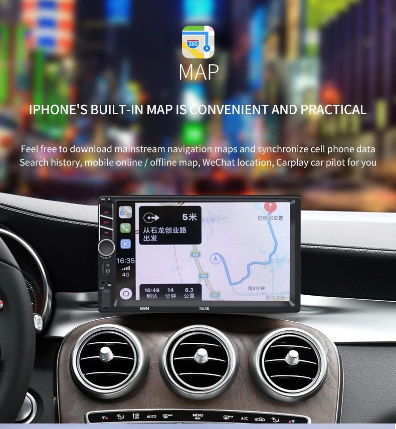 2 din автомобильный радиоприемник " HD плеер с сенсорным экраном mirrorlink Android Carplay MP5 SD/FM/USB/AUX/Bluetooth автомобильный аудио для камеры заднего вида