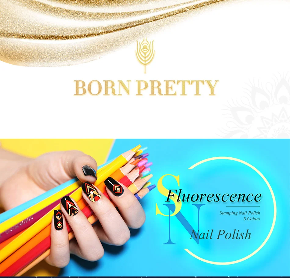 BORN PRETTY 6 мл неоновые, флюоресцентные штамповки для ногтей зеленый желтый маникюр Лак для ногтей печать конфетный лак для ногтей