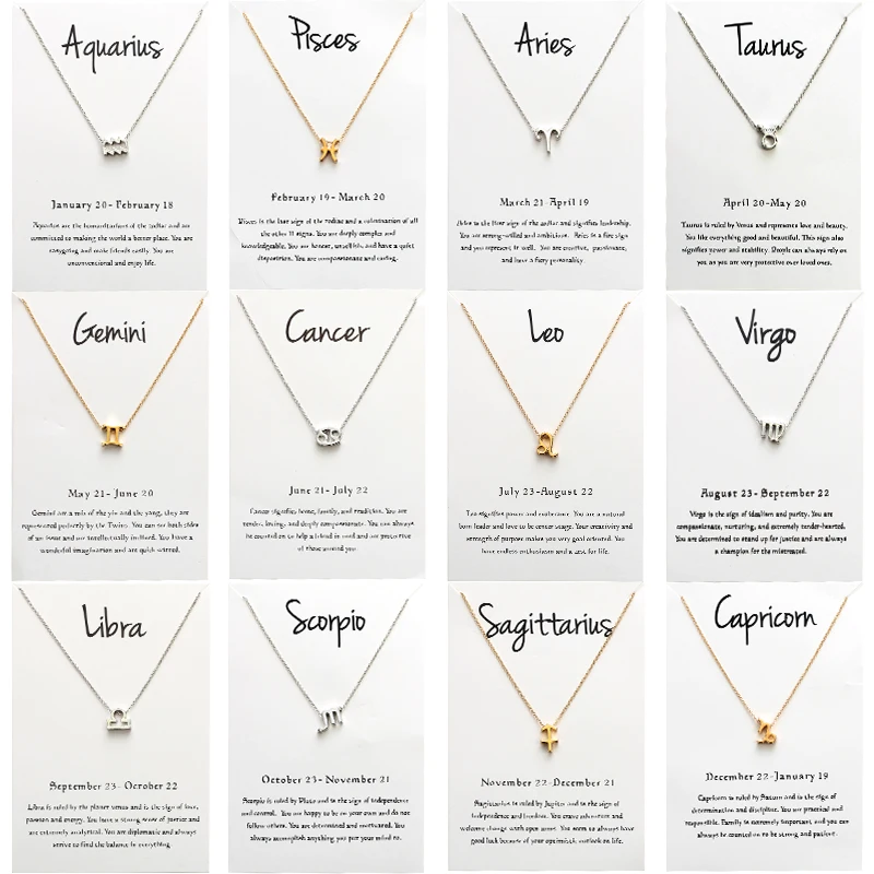 Фото Ожерелье с 12 созвездиями зодиака для женщин цепочка золотого и серебряного