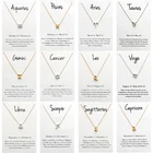 Ожерелье с 12 созвездиями зодиака для женщин, цепочка золотого и серебряного цветов, ожерелье с подвеской и карточкой желания, модные ювелирные изделия