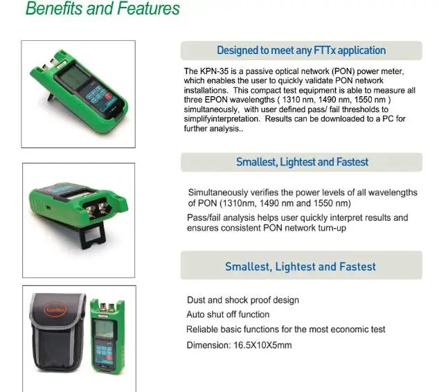 Портативный Komshine KPN-35 PON волоконно-оптический измеритель мощности тестер с sc upc