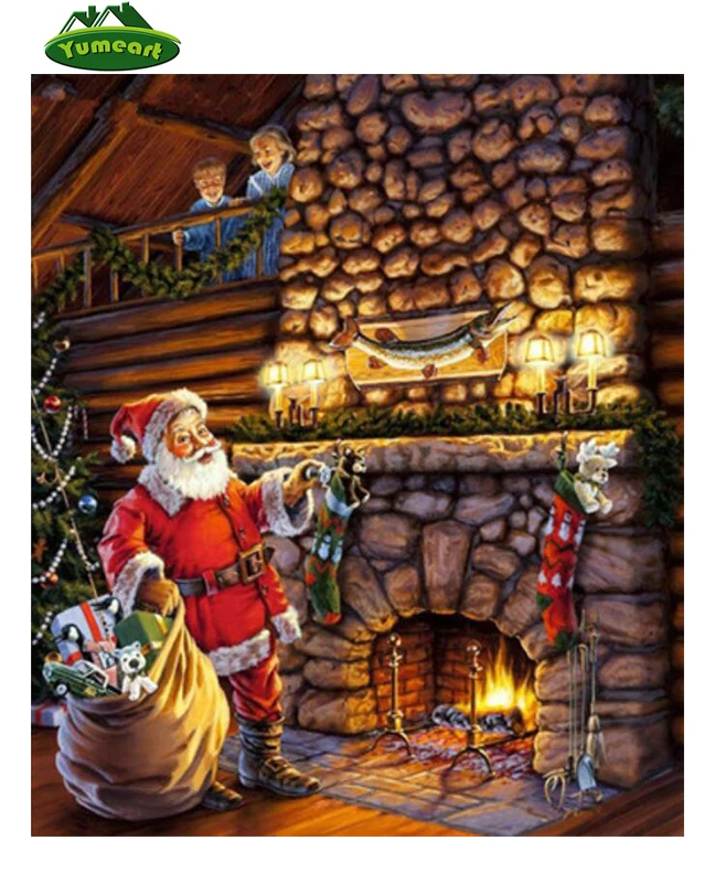 Рукоделие значок с вышивкой в виде ромба Рождественская елка Санта Клаус подарки