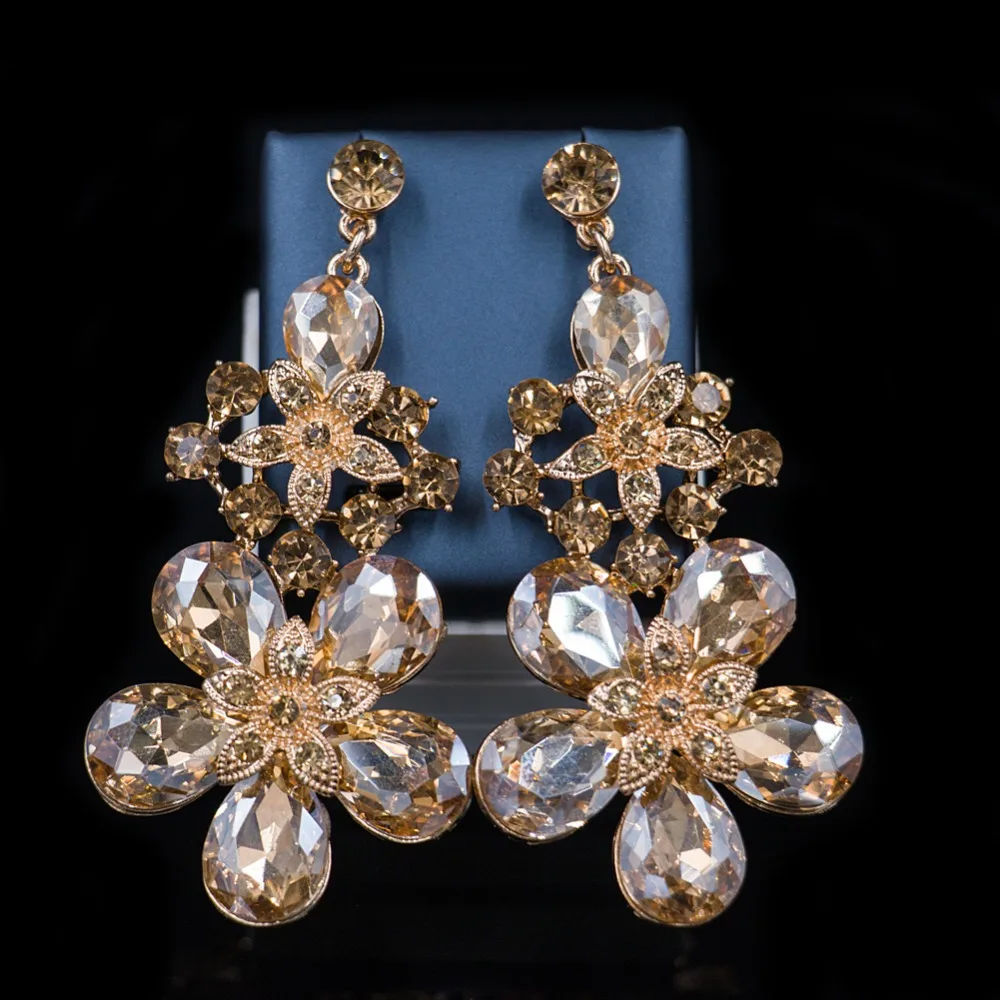 LAN дворец parure bijoux femme Свадебные украшения ювелирный набор большие цветы ожерелье и серьги Вечерние