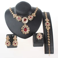 classic bridal jewellery sets for womens dresses accessories cubic necklace earrings bracelet ring wedding dresses set