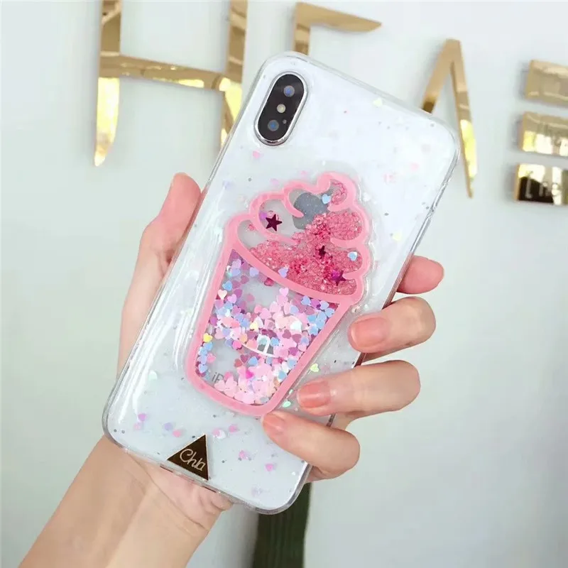DISCASE с модным рисунком блеск Чехол для iPhone X 6 6S 8 7 плюс милые зыбучие пески пайетки