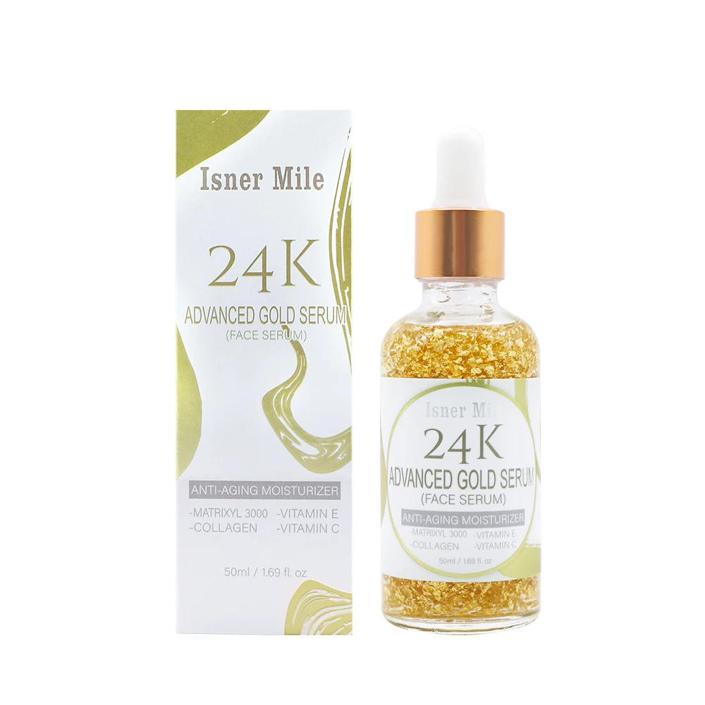 24K gold Face Serum ISNER MILE 24k Advanced Gold Сыворотка для лица против морщин подтягивающая отбеливающая эссенция увлажняющая осветляющая Антивозрастная сыворотка 50 мл - Вес нетто: 24K gold Face Serum