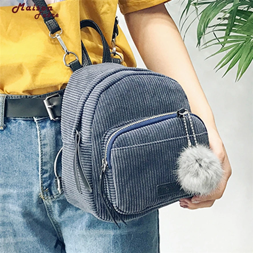 Women Corduroy Backpacks Schoolbags Travel Shoulder Bag backpacks for teenage girls portfolio school mini backpack teenagers | Багаж и
