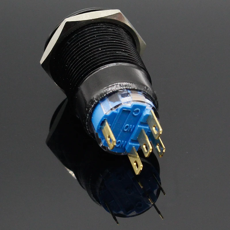 19 мм Металл глинозема черная кнопка светодиодный знак питания Кнопка