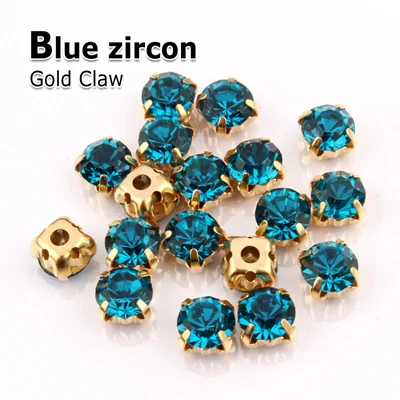 Blue Zircon Горячая распродажа! Стразы 17 цветов, Золотые камни 4 мм/5 мм/6 мм/7 мм для украшения платьев, аксессуары для самостоятельной сборки - Цвет: Blue Zircon
