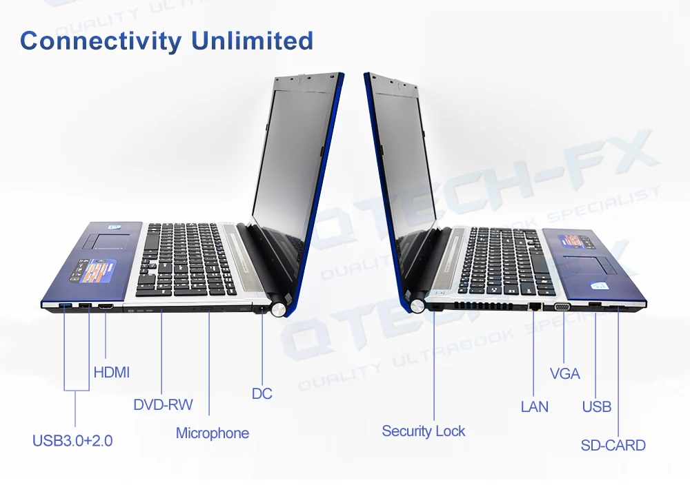 15.6" Ultrabook 8GB RAM SSD 256GB 512GB Metal CPU Intel Core i7 Games PC Business School Arabic AZERTY Spanish Russian Keyboard
